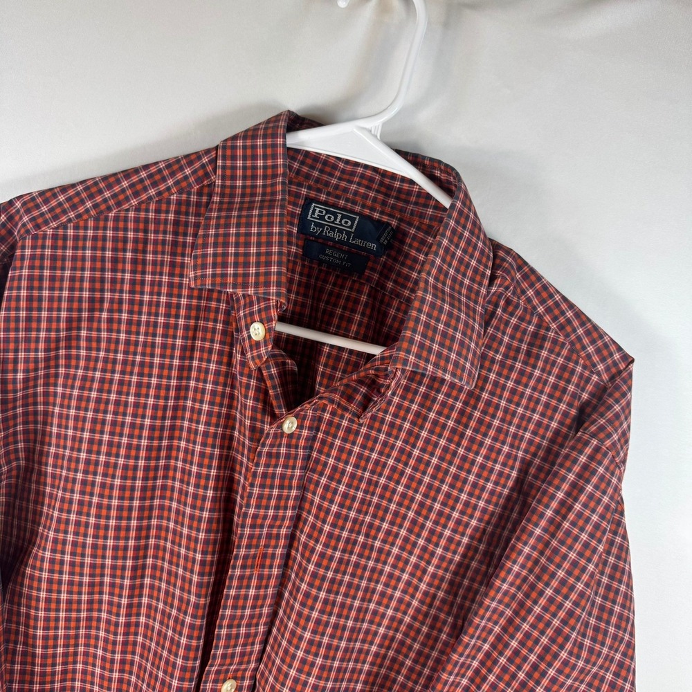 Polo Ralph Lauren Regent Custom Fit Plaid Button Down Shirt Mens XL Red Navy